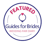 Circular badge reading 'Featured' with the Guides for Brides logo and 'Wedding Fair Diary' tagline.